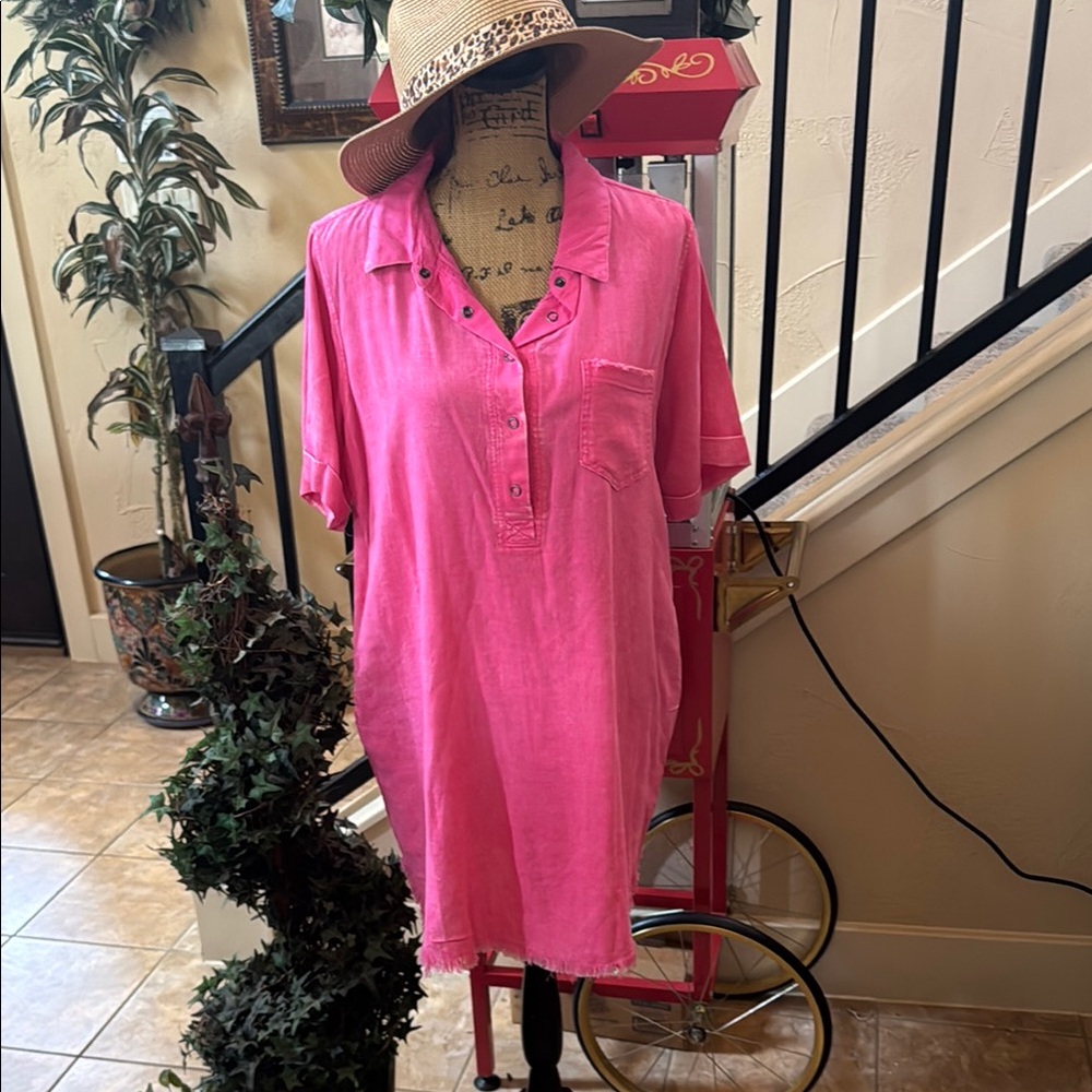 Zenana Outfitters Pink Midi Dress with Vibrant Style